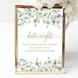 Greenery Brautparty Date Night Jar Sign Poster