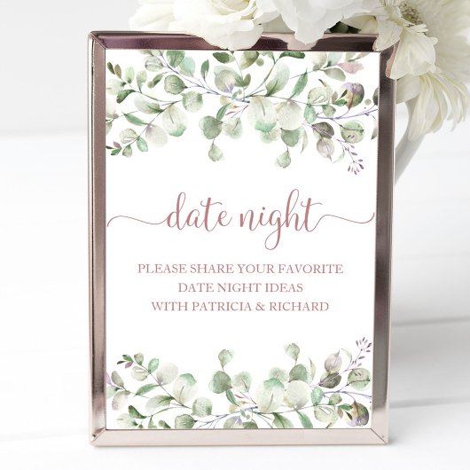 Greenery Brautparty Date Night Jar Sign Poster
