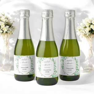 Greenery Brautparty Elegant Mini Schaumweinetikett