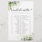 Greenery Brautparty Game (Vorderseite)