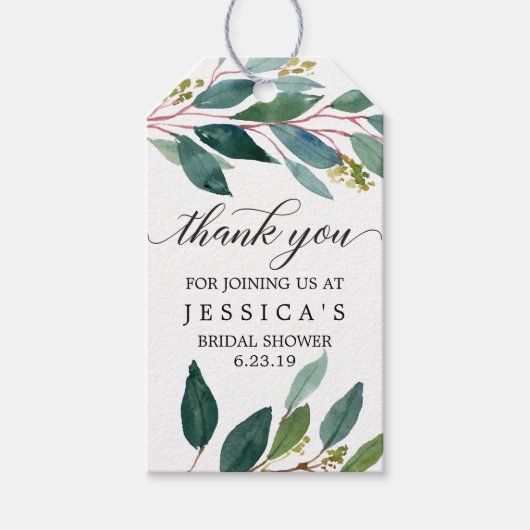 Greenery Brautparty Gefältester Geschenkanhänger (Vorderseite)