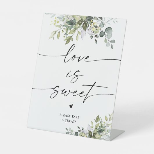 Greenery Brautparty Liebe ist süßes Zeichen Sockelschild (Vorderseite)