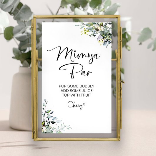 Greenery Brautparty Mimosa Bar Sign Poster