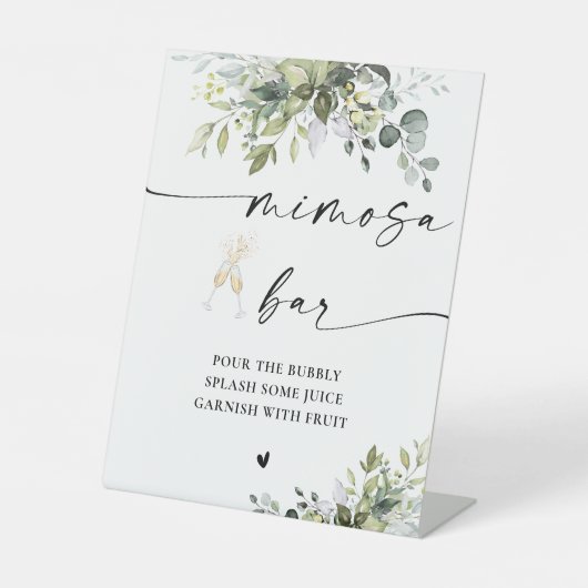 Greenery Brautparty Mimosa Bar Sign Sockelschild (Vorderseite)