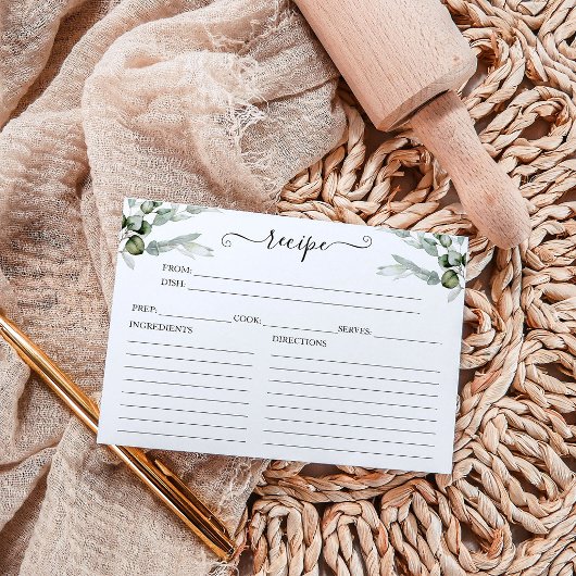 Greenery Brautparty Recipe Cards