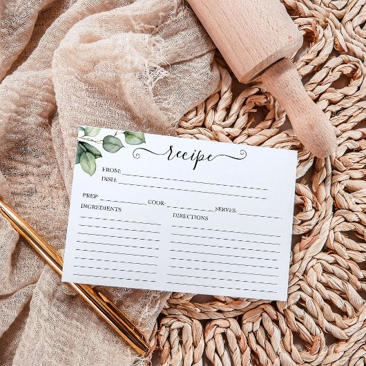 Greenery Brautparty Recipe Cards