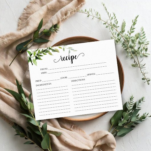 Greenery Brautparty Recipe Cards