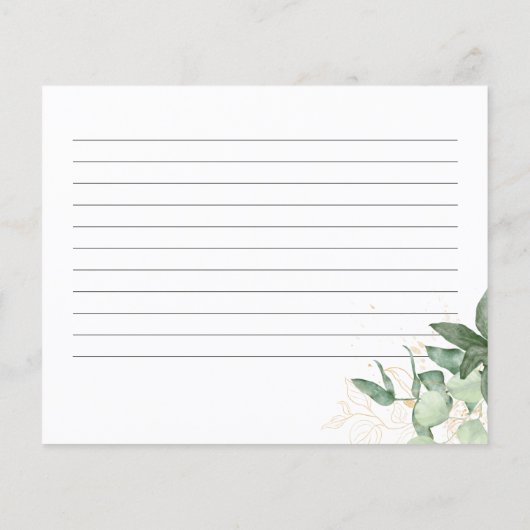 Greenery Brautparty Rezept Card (Rückseite)