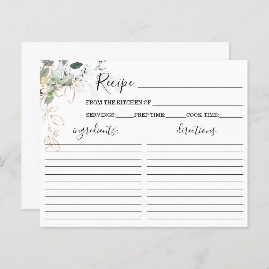 Greenery Brautparty Rezept Card (Vorne/Hinten)