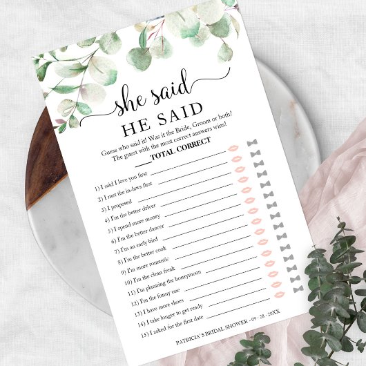 Greenery Brautparty sagte er sagte, sie sagte Spie Flyer