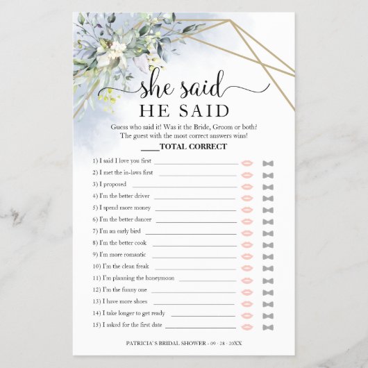 Greenery Brautparty sagte er sagte, sie sagte Spie Flyer (Vorne)