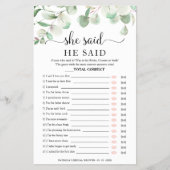 Greenery Brautparty sagte er sagte, sie sagte Spie Flyer (Vorne)