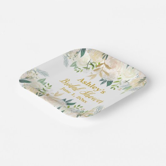 Greenery Brautparty White Gold Engagement Party Pappteller (Gewinkelt)