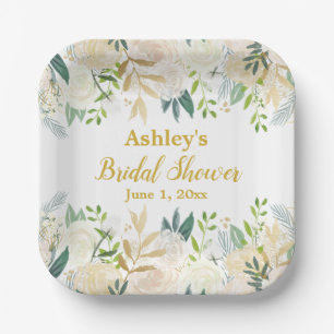 Greenery Brautparty White Gold Engagement Party Pappteller