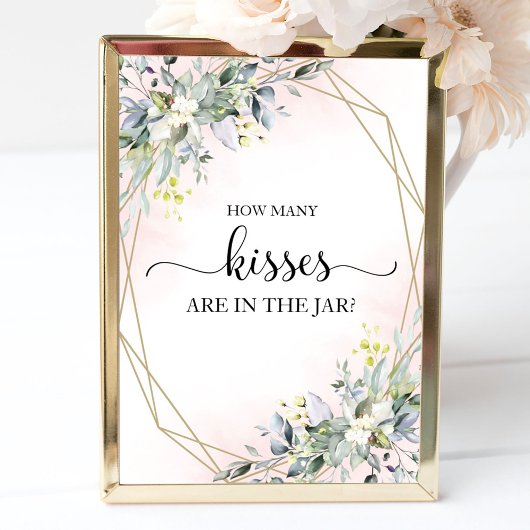 Greenery Brautparty Wie viele Kisses unterschreibe Poster