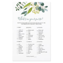 Greenery Bridal Purse Game/Wedding Scramble