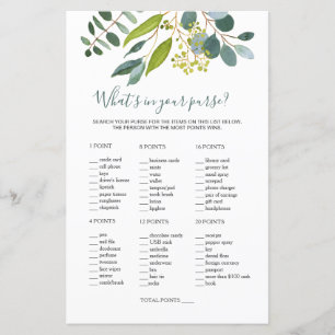 Greenery Bridal Purse Game/Wedding Scramble