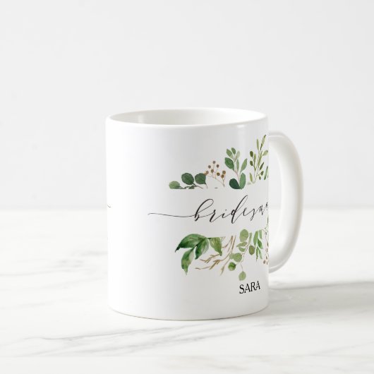 Greenery Bridesmaid Personalisiert-11 Kaffeetasse (VorderseiteRechts)