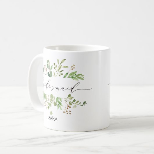 Greenery Bridesmaid Personalisiert-11 Kaffeetasse (Vorderseite Links)