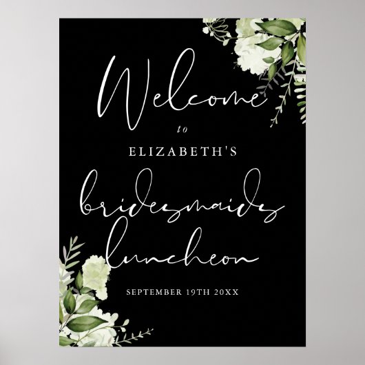 Greenery Bridesmaids Luncheon Begrüßungszeichen Poster (Vorne)