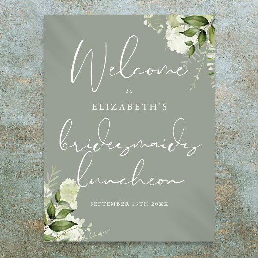 Greenery Bridesmaids Luncheon Begrüßungszeichen Poster