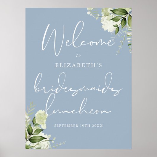 Greenery Bridesmaids Luncheon Begrüßungszeichen Poster (Vorne)