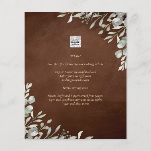 Greenery Brown Wedding Fall Winter (Rückseite)