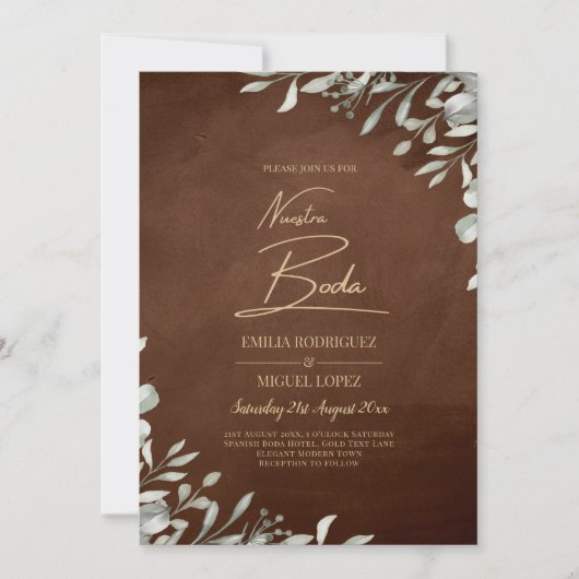 Greenery Brown Wedding Fall Winter Einladung (Vorderseite)