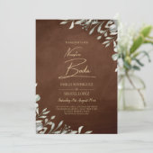 Greenery Brown Wedding Fall Winter Einladung (Stehend Vorderseite)