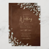 Greenery Brown Wedding Fall Winter Einladung (Vorne/Hinten)
