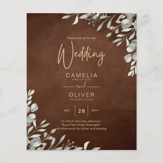 Greenery Brown Wedding Fall Winter Flyer (Vorne)