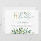 Greenery Brunch und Bubbly Brautparty Einladung (Vorderseite)