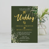 Greenery Brush Calligraphy Wedding Folieneinladung (Stehend vorne)
