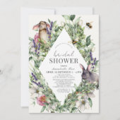 Greenery Bunnies Drive-by Spring Brautparty Einladung (Vorderseite)