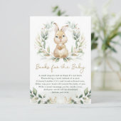 Greenery Bunny Books for Baby Neutral Shower Begleitkarte (Stehend Vorderseite)