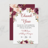 Greenery Burgundy Marsala Rotes Brautparty Dankeskarte (Vorne/Hinten)