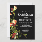Greenery Burgundy Rose Black Floral Brautparty Einladung (Vorderseite)