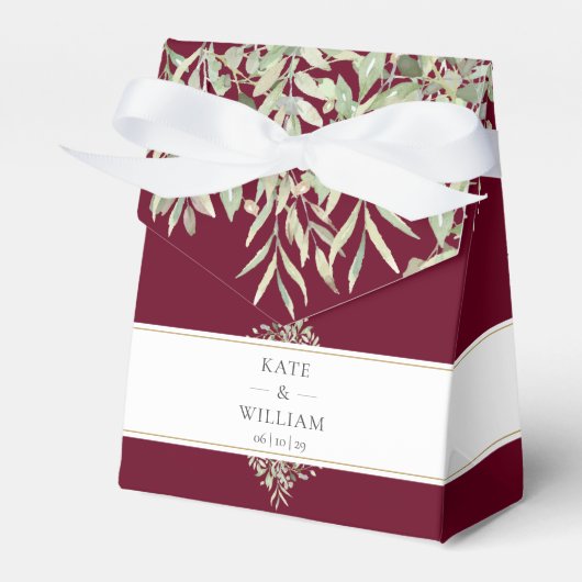 Greenery Burgundy Wedding Vielen Dank Geschenkschachtel (Vorderseite)