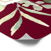 Greenery Burgundy Wedding Willkommenszeichen Poster (Ecke)