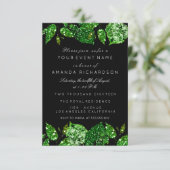 Greenery Cali Glitzer Woodland Ivy Leaf Black Lux Einladung (Stehend Vorderseite)