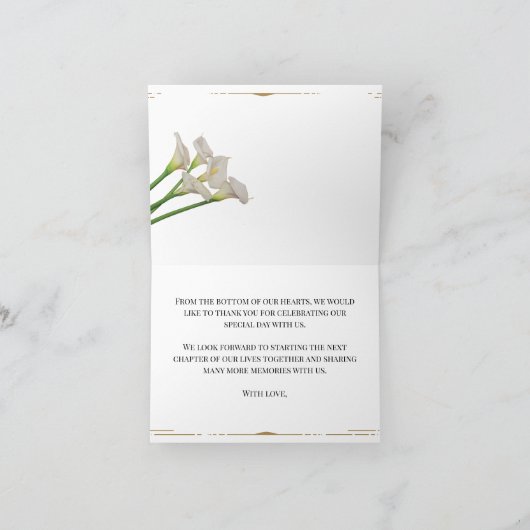 Greenery Calla Lily Wedding Dankeschön Karte (Innenseite)