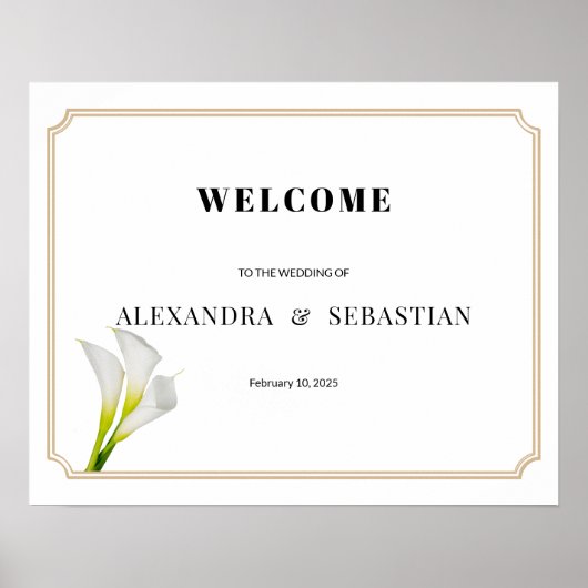 Greenery Calla Lily Wedding Willkommenszeichen Poster (Vorne)