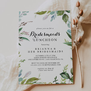 Greenery Calligraphy Bridesmaids Luncheon Dusche Einladung