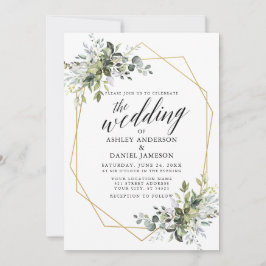 Greenery Calligraphy Foto Geometric Wedding Einladung