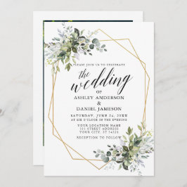 Greenery Calligraphy Geometric Foto Wedding Einladung