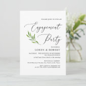 Greenery Calligraphy Rustic Engagement Party Einladung (Stehend Vorderseite)
