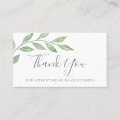 Greenery Calligraphy Vielen Dank für Ihre Bestellu Visitenkarte (Vorderseite)