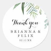 Greenery Calligraphy Vielen Dank Gastgeschenk Hoch Runder Aufkleber (Vorderseite)