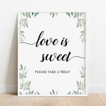 Greenery Calligraphy Wedding Liebe ist Sweet Sign