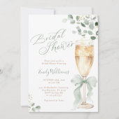 Greenery Champagne Bridal Shower Einladung (Vorderseite)